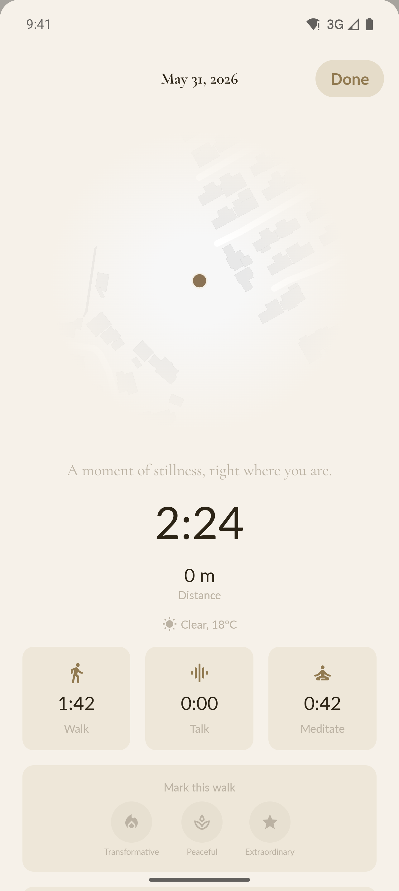 Walk summary screen on Android